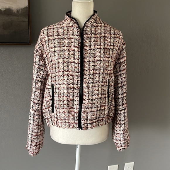 Apparis  Dolly Bomber Coastal Tweed with Vegan Leather Trim - Picture 2 of 14